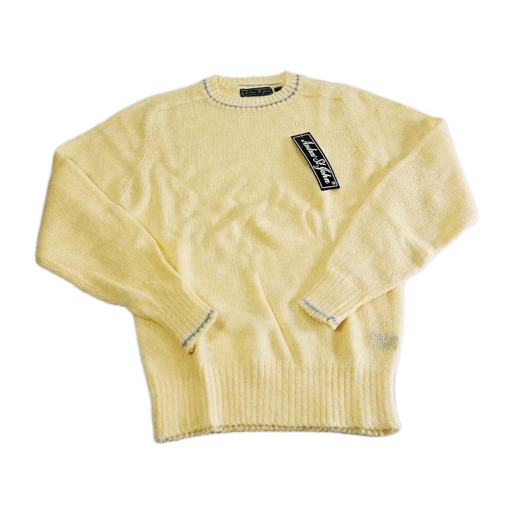NWT Vintage Andrew‎ St John Sweater Pullover Women's Size Medium Yellow Cozy